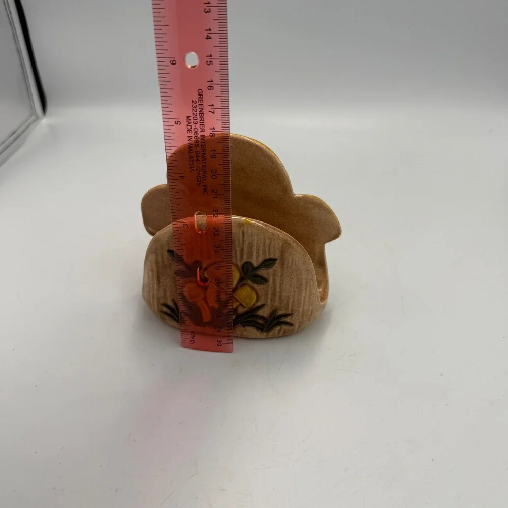 Vintage 70s Ceramic Mushroom Napkin Holder Yellow Brown Retro Kitchen Decor